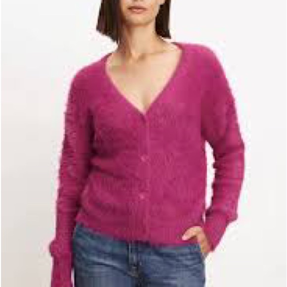🥳B-DAY SALE❤️VELVET BY GRAHAM & SPENCER Magenta Kelsey Sweater - Picture 3 of 9